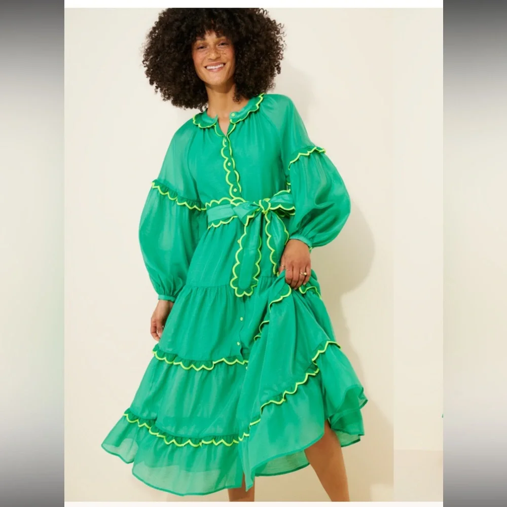 CeliaB Flame Vibrant Green Midi Dress - Picture 2 of 7